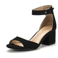 thumbnail image 1 of BURUDANI Women's Fashion Dress Low Heel Sandals Party Wedding Pumps Shoes BLACK/SUEDE Size 7, 1 of 8
