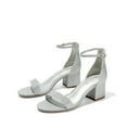 thumbnail image 1 of BURUDANI Women's Fashion Low Chunky Heel Sandals Open Toe Ankle Strap Dress Heel Shoes SILVER/GLITTER Size 6, 1 of 6