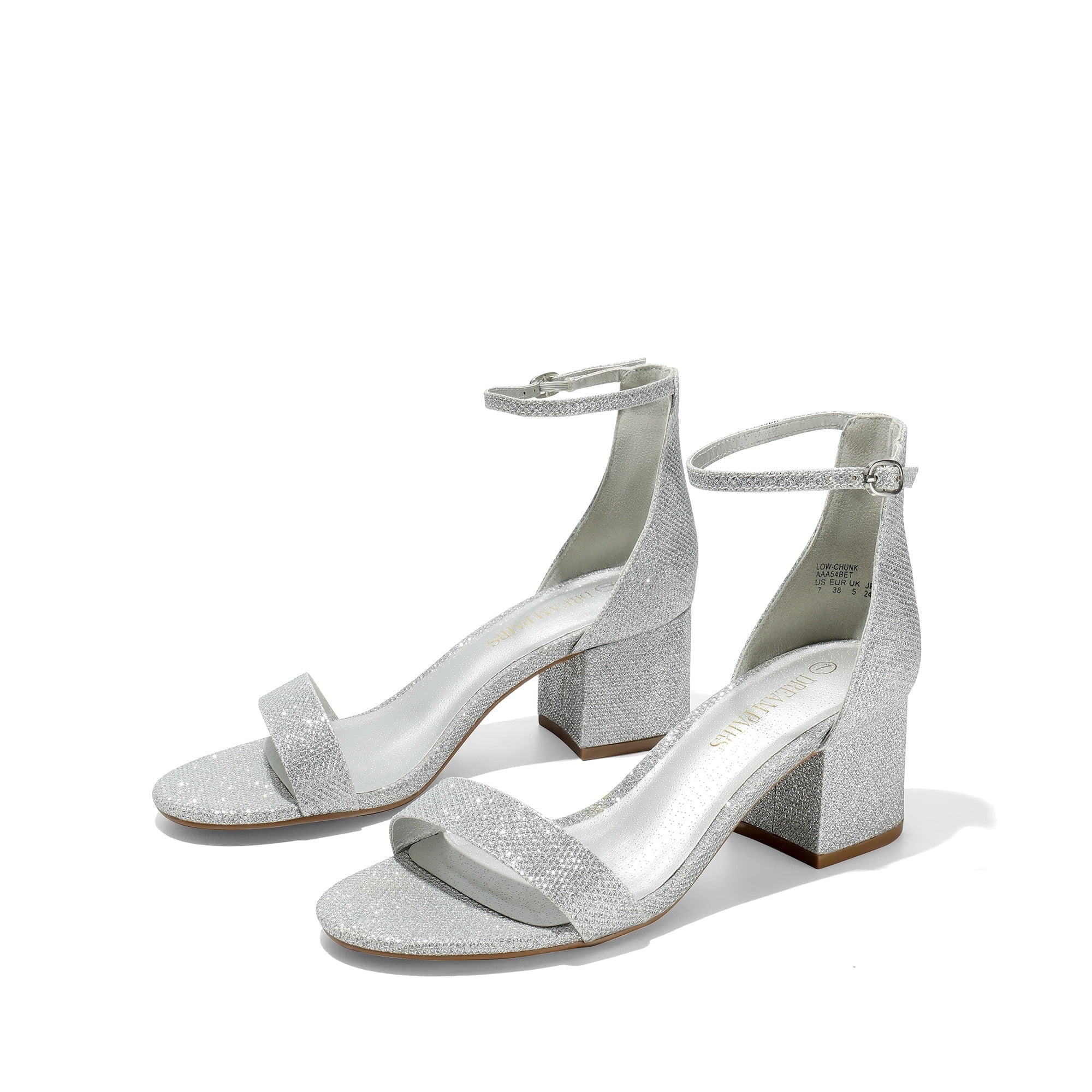 silver dress sandal Low-Heel Open-Toe Silver Formal Prom Wedge Dress Shoes Silver / 6.5W
