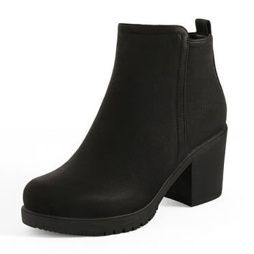 Dream Pairs Women's Fashion Low Heel Chunky Ankle Boots Winter Casual Party BootsBlack/Pu Size 10
