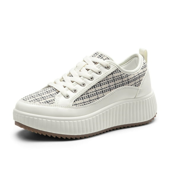 DREAM PAIRS Women's Fashion Platform Sneakers Casual Walking Shoes Comfortable Sport Sneaker Blue Stripe/White Size 8.5