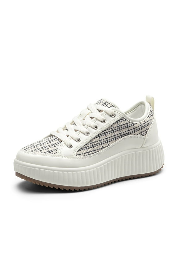 Women's Fashion Platform Sneakers Casual Walking Shoes Comfortable Sport Sneaker Blue Stripe/White Size 8