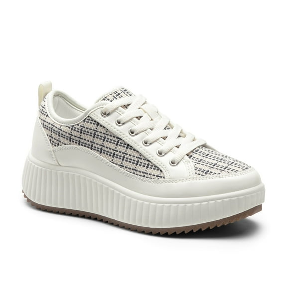 DREAM PAIRS Women's Fashion Platform Sneakers Casual Walking Shoes Comfortable Sport Sneaker Blue Stripe/White Size 9