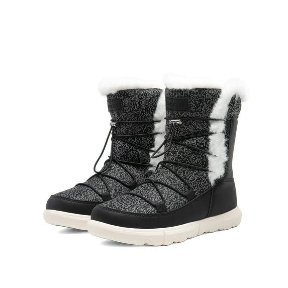 BURUDANI Women's Faux Lace-Up Winter Snow Boots