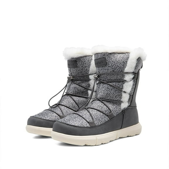 BURUDANI Women's Faux Lace-Up Winter Snow Boots