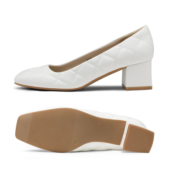 BURUDANI Women's Heels Chunky Block Heels Square Closed Toe Low Heels Dress Shoes Comfortable Wedding Party Office Pumps Shoes SDPU2218W