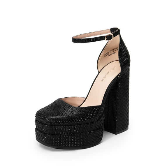 BURUDANI Women’s High Chunky Platform Closed Toe Block Heels Square Toe Ankle Strap Dress Wedding Party Pumps Shoes