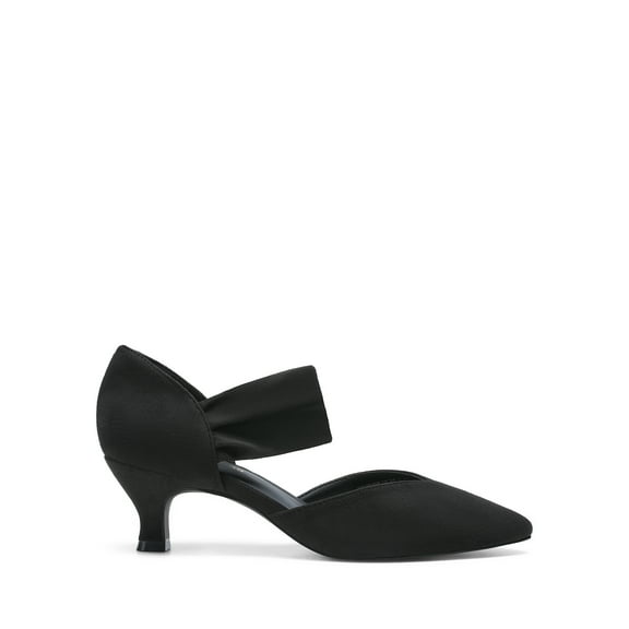 BURUDANI Women's Kitten Heels Low Pumps Shoes Pointed Closed Toe Slip on Dress Work Bridal Party Wedding