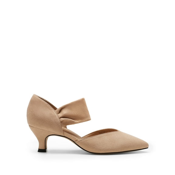 BURUDANI Women's Kitten Heels Low Pumps Shoes Pointed Closed Toe Slip on Dress Work Bridal Party Wedding