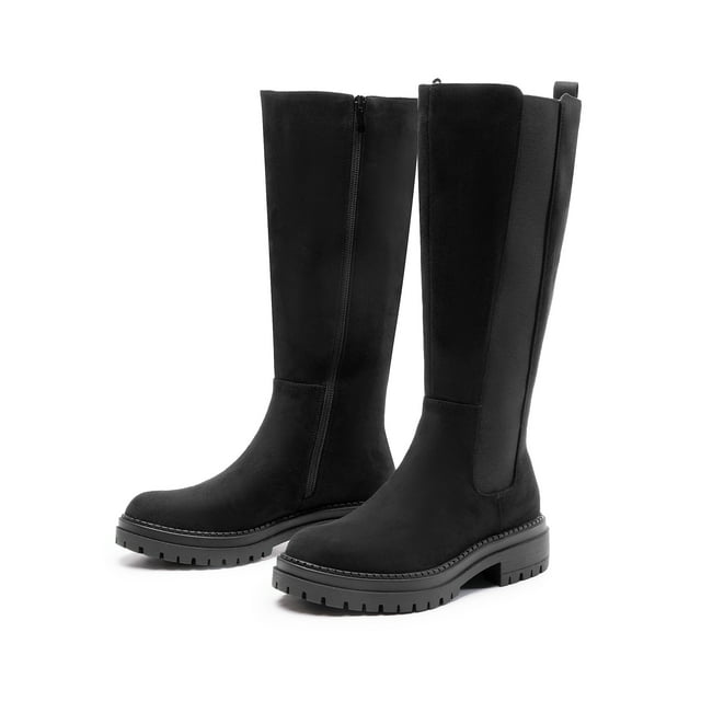 side zip chunky heeled lug sole boots