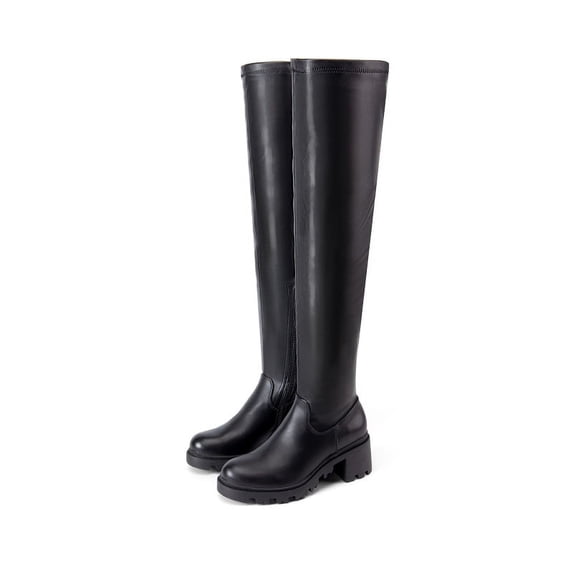 BURUDANI Women's Knee-High Chunky Heel Boots