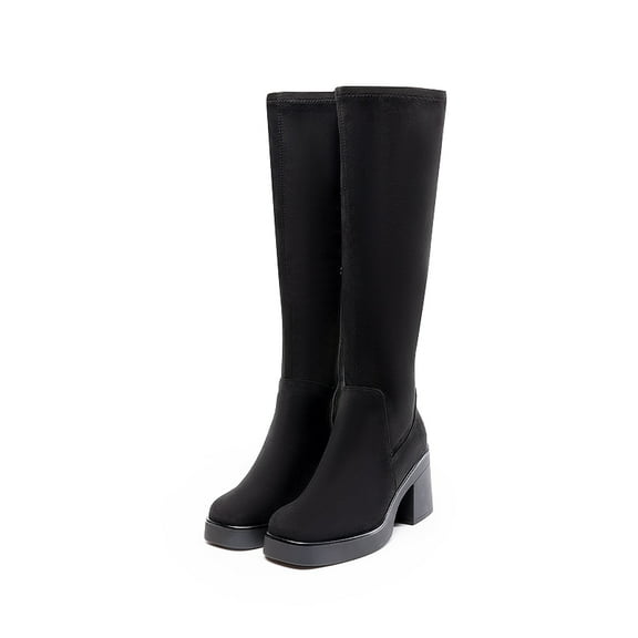 BURUDANI Women's Knee-High Tall Block Heel Boot