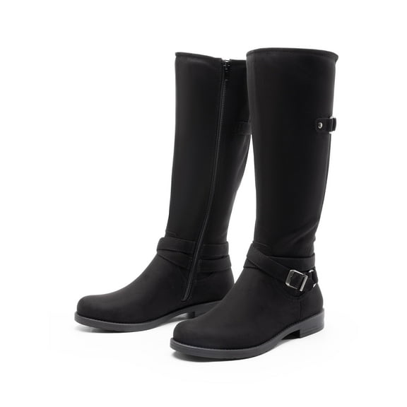 BURUDANI Women’s Knee High Tall Moto Buckle Boots