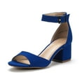 thumbnail image 1 of BURUDANI Women's Low Block Chunky Pumps Shoes Ladies Dress Heel Sandals ROYAL/BLUE Size 11, 1 of 5