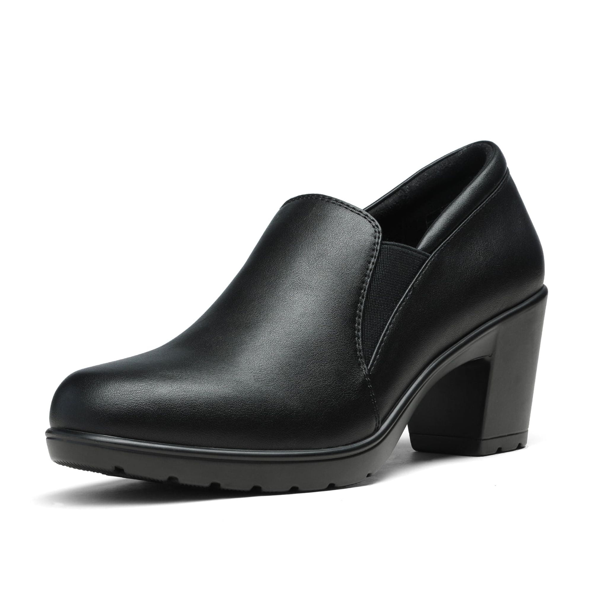 BURUDANI Women's Low Chunky Block Heels Pumps Comfortable Slip-on ...