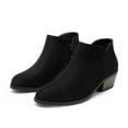 thumbnail image 1 of BURUDANI Women's Low Chunky Heel Ankle Boots Warm Non Slip Winter Zipper Booties Shoes Black-Suede Size 7, 1 of 7
