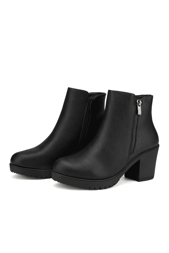 Women's Low Heel Chunky Ankle Boots Winter Shoes