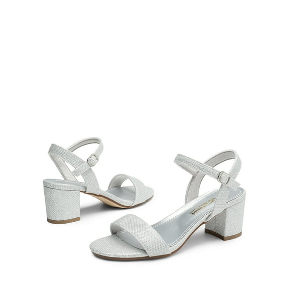 BURUDANI Women's Low Heels Block Open Toe Ankle Strap Classic Short Chunky Sandals with Buckle for Daily Work Wedding Party