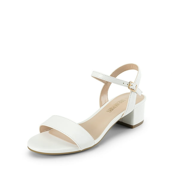 BURUDANI Women's Low Heels for Women Classic Open Toe Ankle Strap Block Chunky Heel Sandals Holiday Party Wedding Dress Pumps Shoes