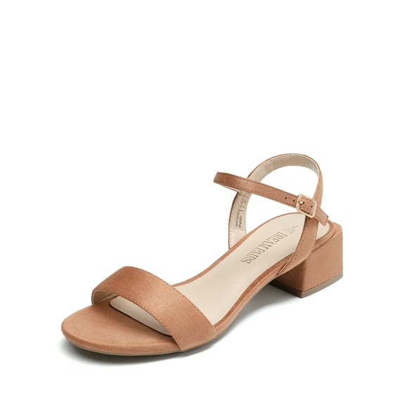 BURUDANI Women's Low Heels for Women Classic Open Toe Ankle Strap Block Chunky Heel Sandals Holiday Party Wedding Dress Pumps Shoes