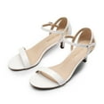 thumbnail image 1 of BURUDANI Women's Low Stilettos Heel Sandals Ankle Strap Work Dress Shoes WHITE/PU Size 9.5, 1 of 8