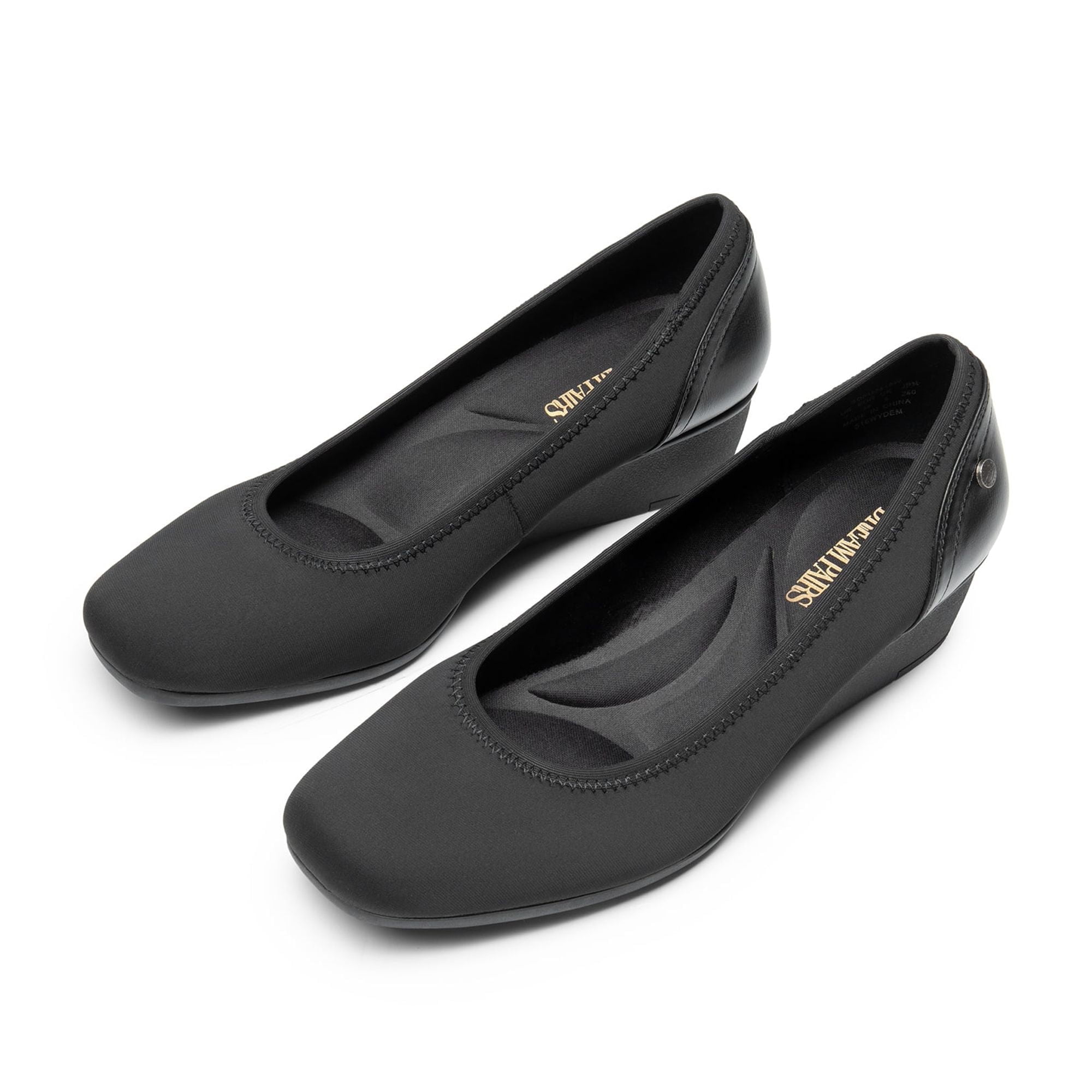 BURUDANI Women's Low Wedge Dress Pumps Square Close Block Toe Dress ...