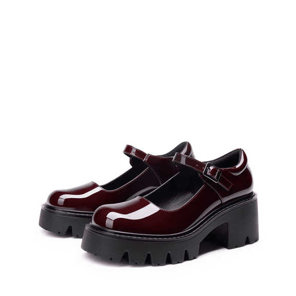 BURUDANI Women's Mary Janes Shoes Platform Dress Low Heel Chunky Pumps Round Toe Ankle Strap Pumps Shoes Oxfords ESTHER