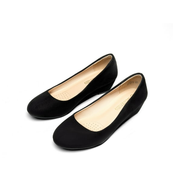 BURUDANI Women's Mid Wedge Heel Pump Shoes Debbie