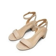 thumbnail image 1 of BURUDANI Women's Open Toe Ankle Strap Low Block Chunky Heels Sandals Party Dress Pumps Shoes NUDE/SUEDE Size 6, 1 of 3