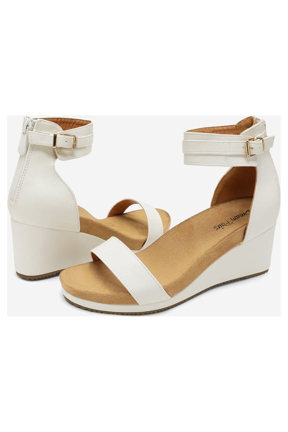 Women's Open Toe Buckle Ankle Strap Platform Wedge Sandals