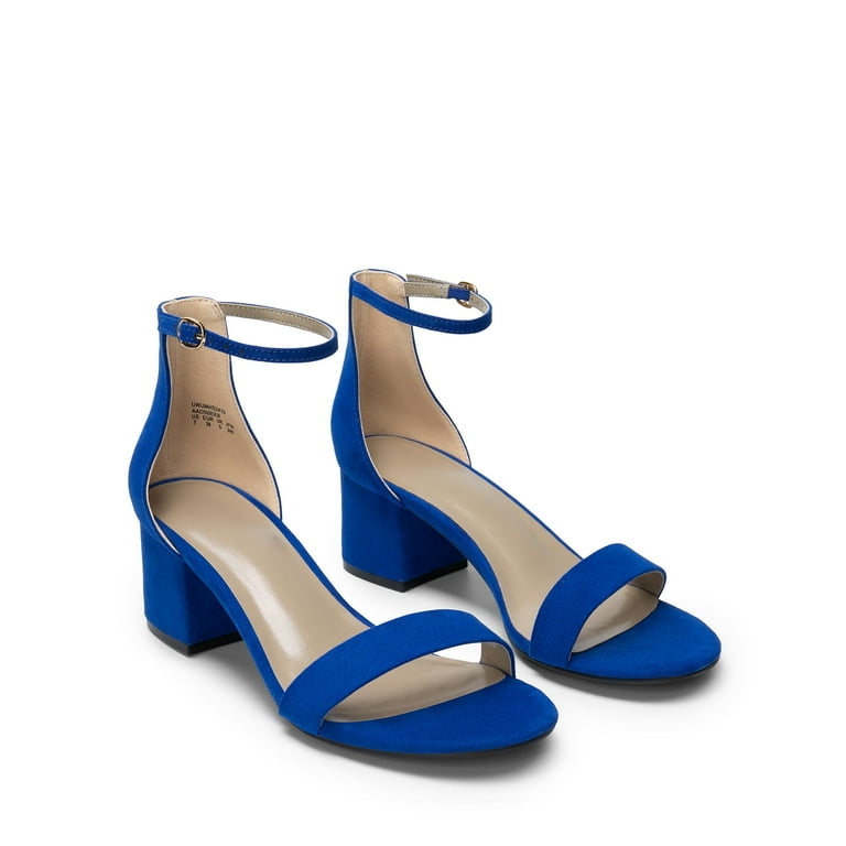 BURUDANI Women's Open Toe Low Pump Sandal Ankle Strap Buckle Block