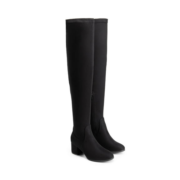BURUDANI Women's Over The Knee Thigh High Chunky Heel Boots Long Stretch Sexy Fall Boots