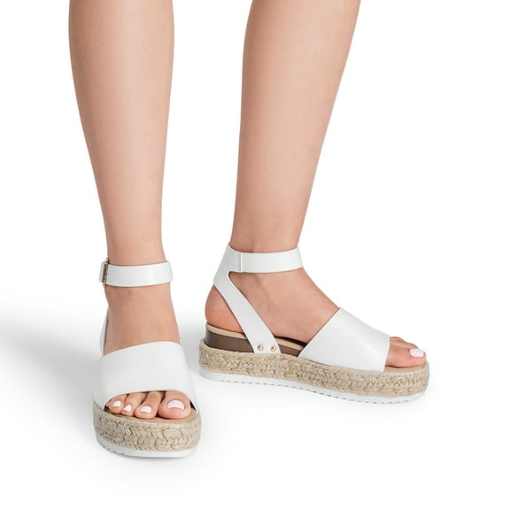 BURUDANI Women's Platform Espadrilles Casual Ankle Strap Wedge Sandals, Comfortable Dressy Summer Shoes