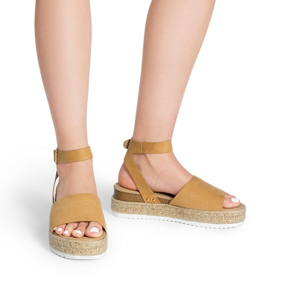 BURUDANI Women's Platform Espadrilles Casual Ankle Strap Wedge Sandals, Comfortable Dressy Summer Shoes