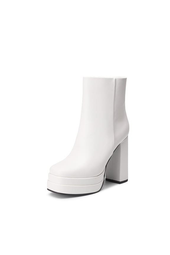 Women’s Platform Gogo Ankle Boots High Chunky Heels, Square Toe, Comfort Party Dress Booties