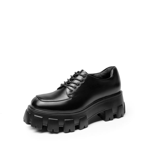 BURUDANI Women's Platform Oxford Chunky Lace-Up Lug-Sole Comfort Dress Shoes