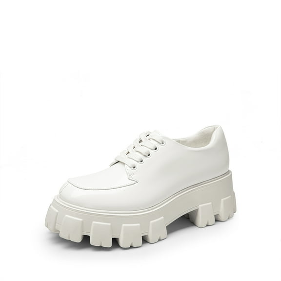 BURUDANI Women's Platform Oxford Chunky Lace-Up Lug-Sole Comfort Dress Shoes