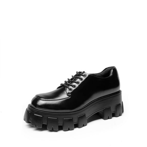 BURUDANI Women's Platform Oxford Chunky Lace-Up Lug-Sole Comfort Dress Shoes