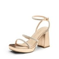 thumbnail image 1 of BURUDANI Women's Platform Strappy Heels Open Toe Ankle Strap Square Party Sandals Y2K Dress Shoes, 1 of 5