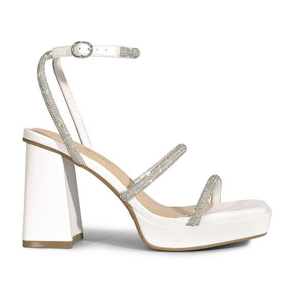 BURUDANI Women's Platform Strappy Heels Open Toe Ankle Strap Square Party Sandals Y2K Dress Shoes