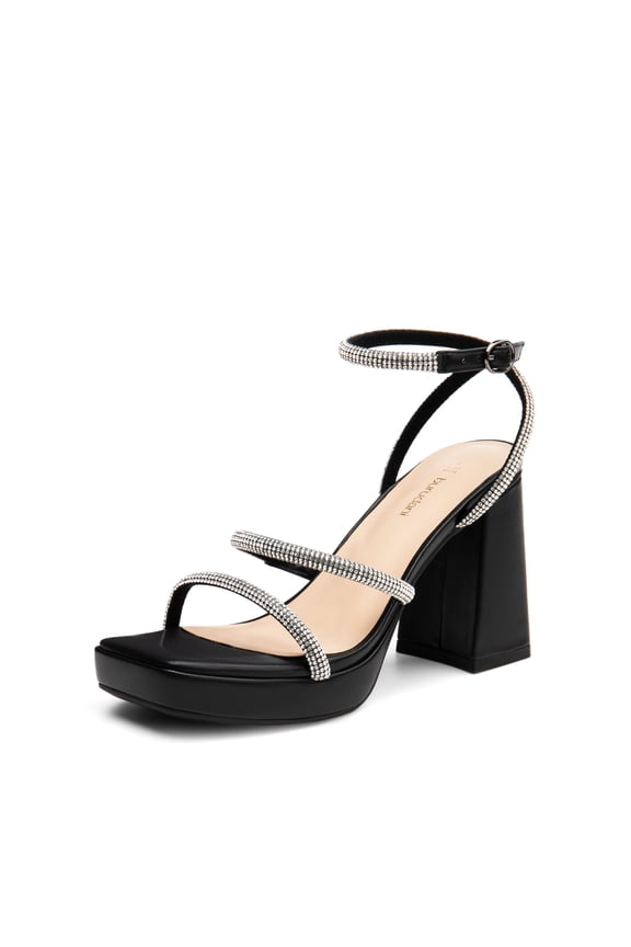 Women's Platform Strappy Heels Open Toe Ankle Strap Square Party Sandals Y2K Dress Shoes