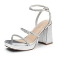 thumbnail image 1 of BURUDANI Women's Platform Strappy Heels Open Toe Ankle Strap Square Party Sandals Y2K Dress Shoes, 1 of 5