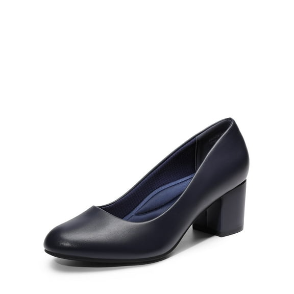 BURUDANI Women's Pumps Low Chunky Block Heel Dress Shoes Closed Round Toe Comfortable Heels