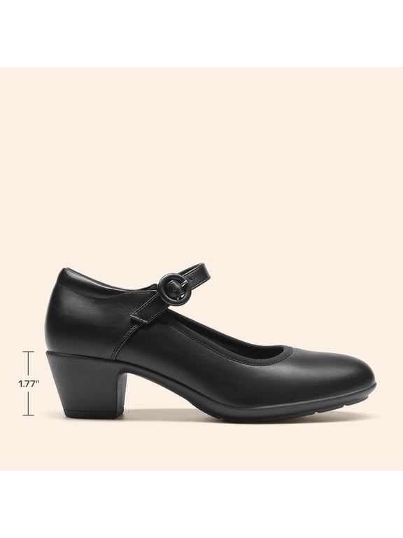 Women's Pumps Low Chunky Mary Jane Heels Closed Toe Comfortable Work Dress Shoes