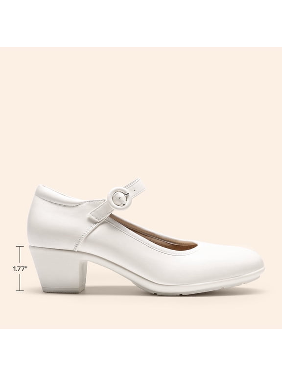 Women's Pumps Low Chunky Mary Jane Heels Closed Toe Comfortable Work Dress Shoes