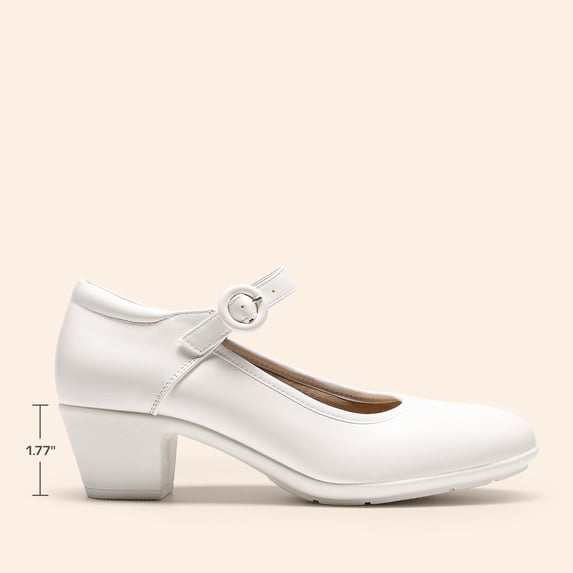 BURUDANI Women's Pumps Low Chunky Mary Jane Heels Closed Toe Comfortable Work Dress Shoes