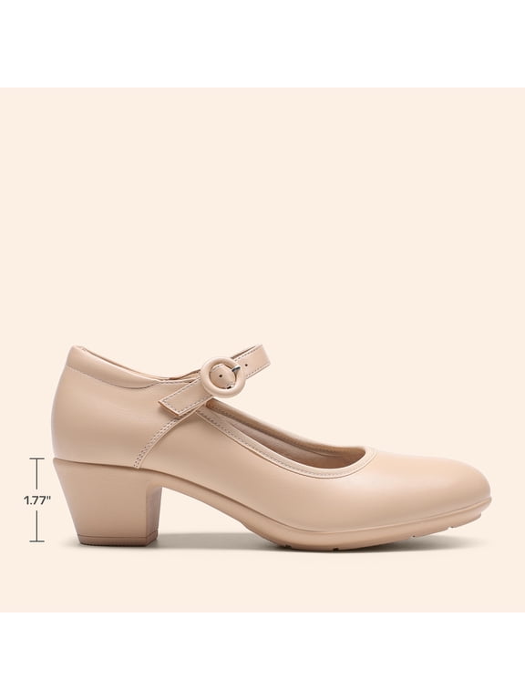 Women's Pumps Low Chunky Mary Jane Heels Closed Toe Comfortable Work Dress Shoes