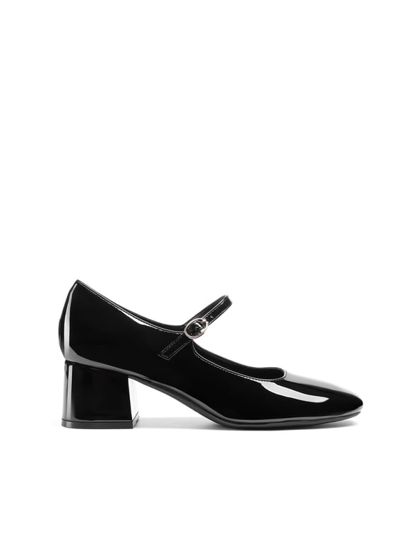 Women's Pumps Square Toe Mary Jane Shoes Chunky Black Heels Casual Dressy