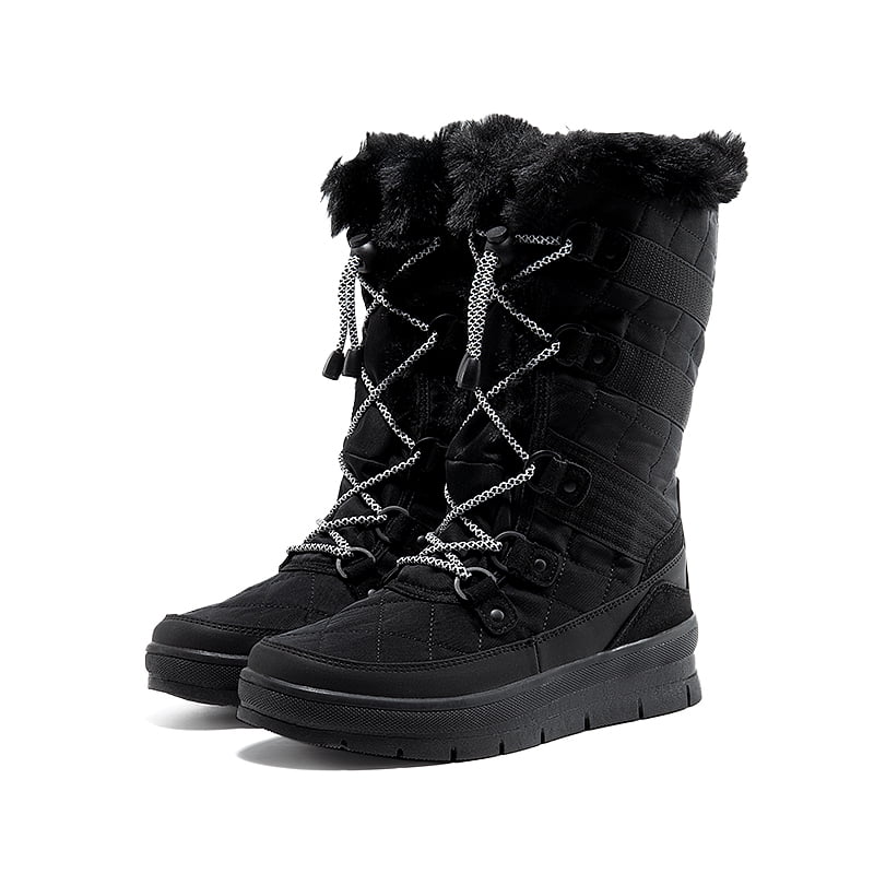 BURUDANI Women's Quilted Lace-Up Winter Snow Boots