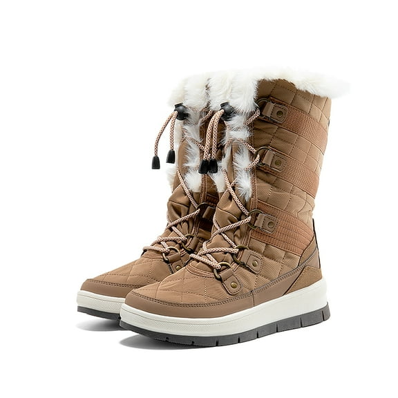 BURUDANI Women's Quilted Lace-Up Winter Snow Boots